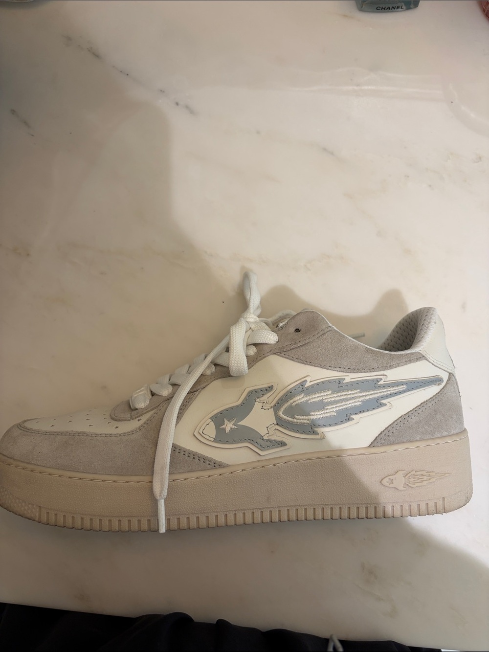 ENTERPRISE JAPAN White and Light Gray Women's Low-Top Sneaker 41